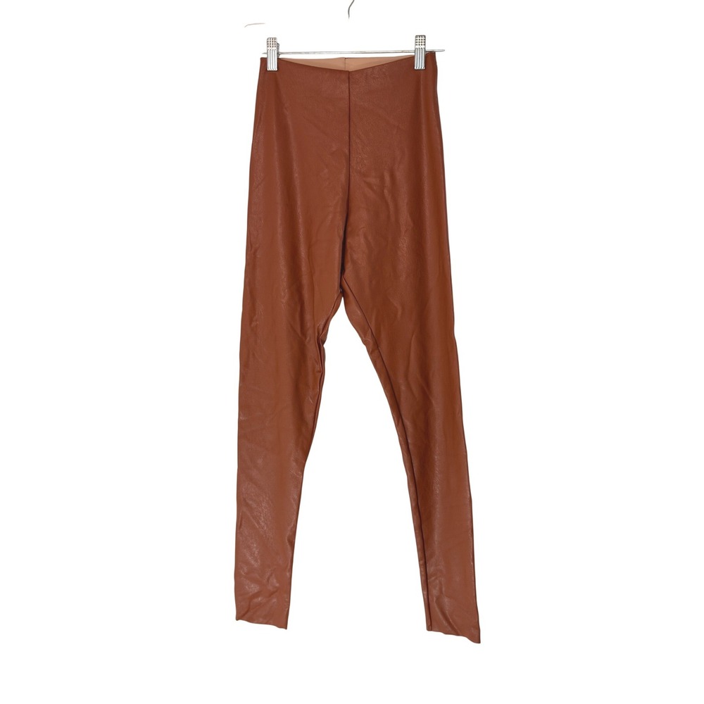 Commando‎ Brown Control Top Faux Leather Leggings Pull On Stretch Skinny Medium